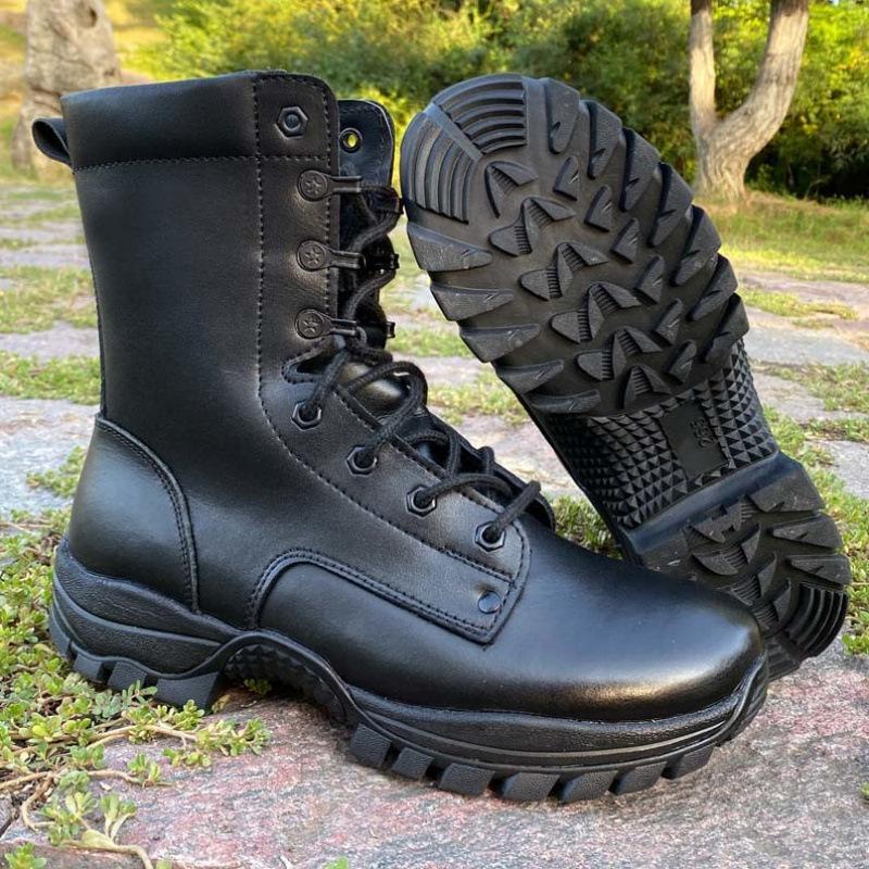 Nové pánské vysoké letecké boty z hovězí kůže protiskluzové bojové tréninkové boty deštníkové boty voděodolné a proti propíchnutí taktické tréninkové boty
