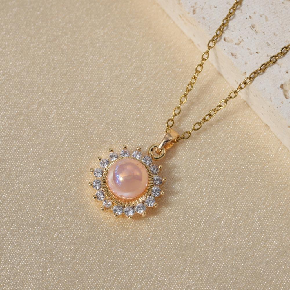 Fashion Imitation Pearl Flowers Pendant Necklaces for Women Zirconia Necklace Wedding Party Jewelry Accessories