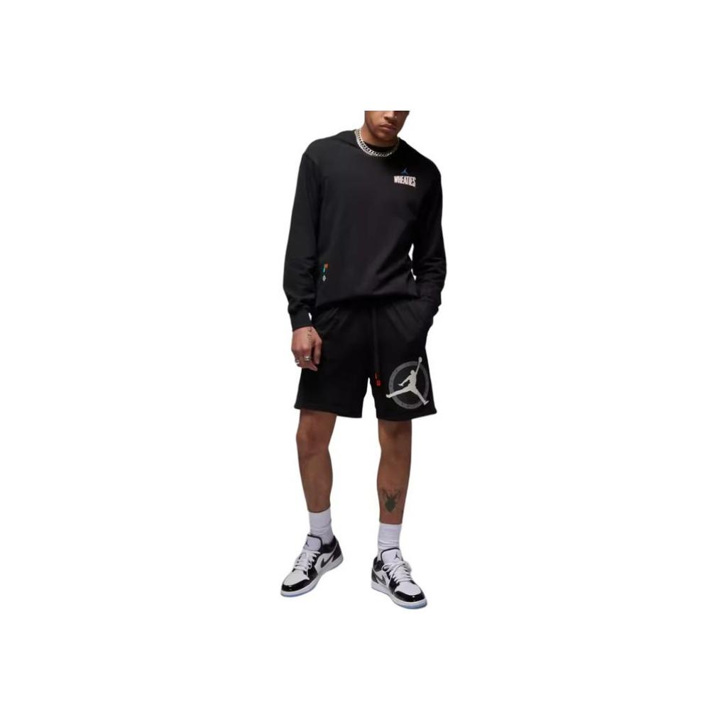 Jordan Letter Logo Print Breathable Lace-Up Mid-Rise Sports Shorts Men Shorts Black DV7603-010