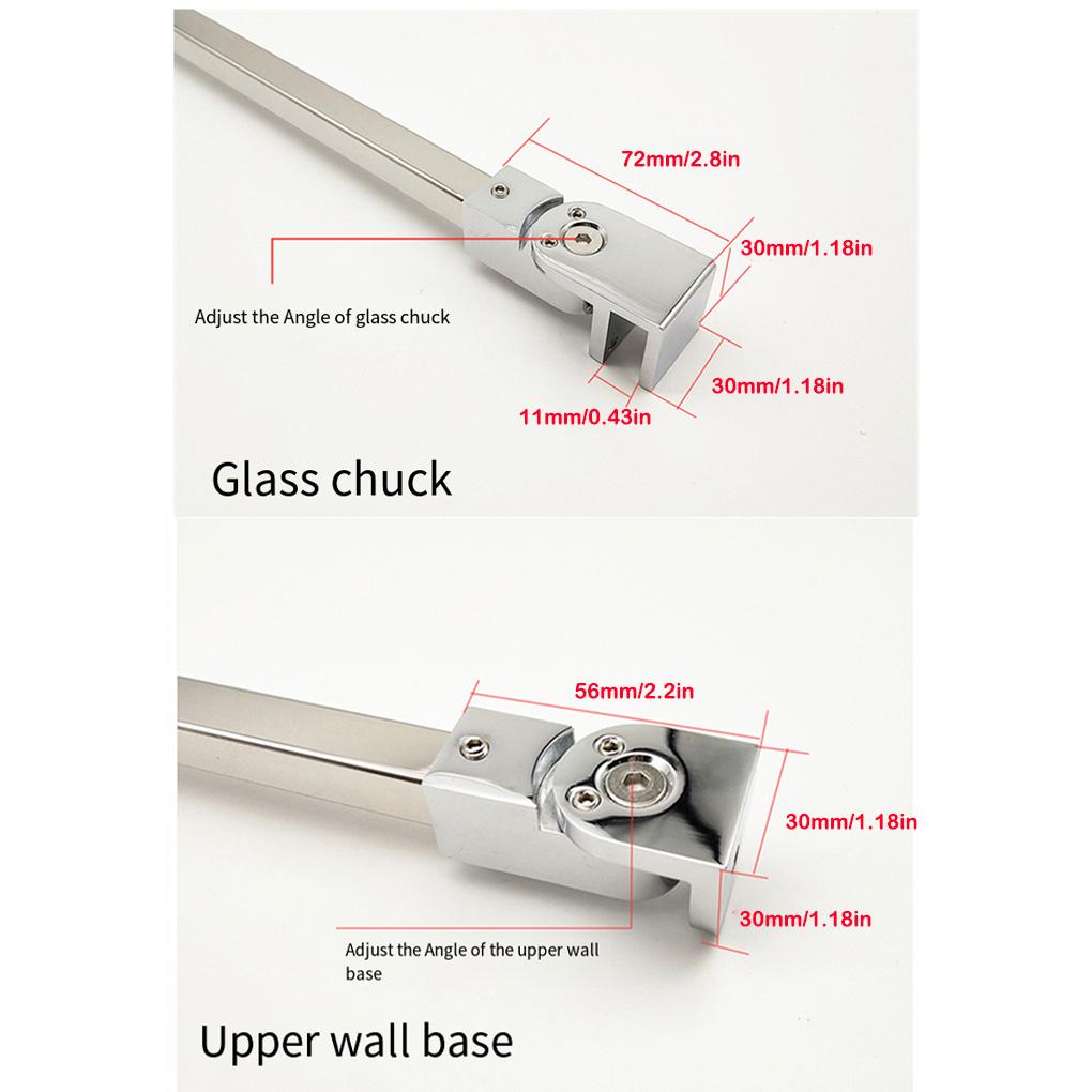 Stainless Steel Adjustable Shower Door Pull Rod Shower Room Rotatable Glass Panel Mounting Bracket Bathrooms Supplies