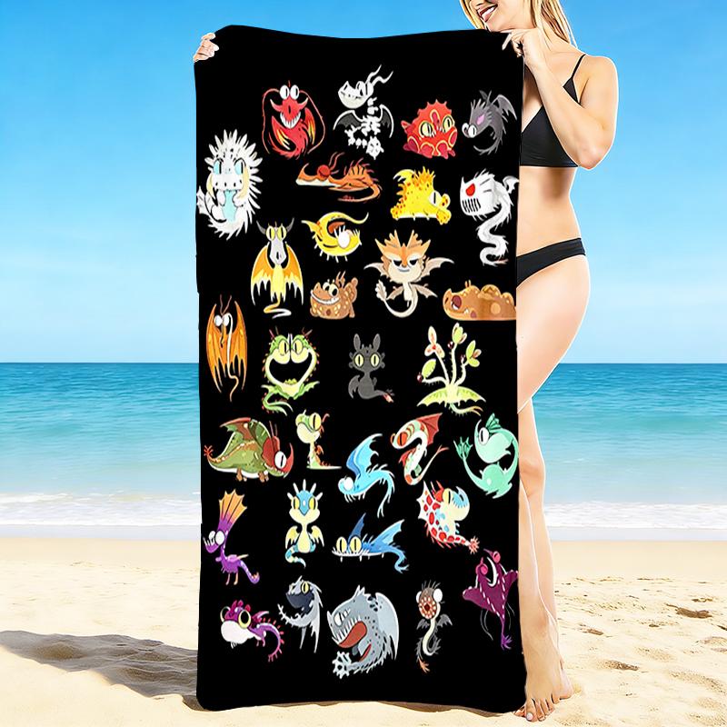 1Pc Fantasy Creatures Compilation Beach Towel, Quick Dry, Multi-Use for Beach Pool Gym Yoga Home Travel, Christmas, Halloween, Xmas Gift S929647