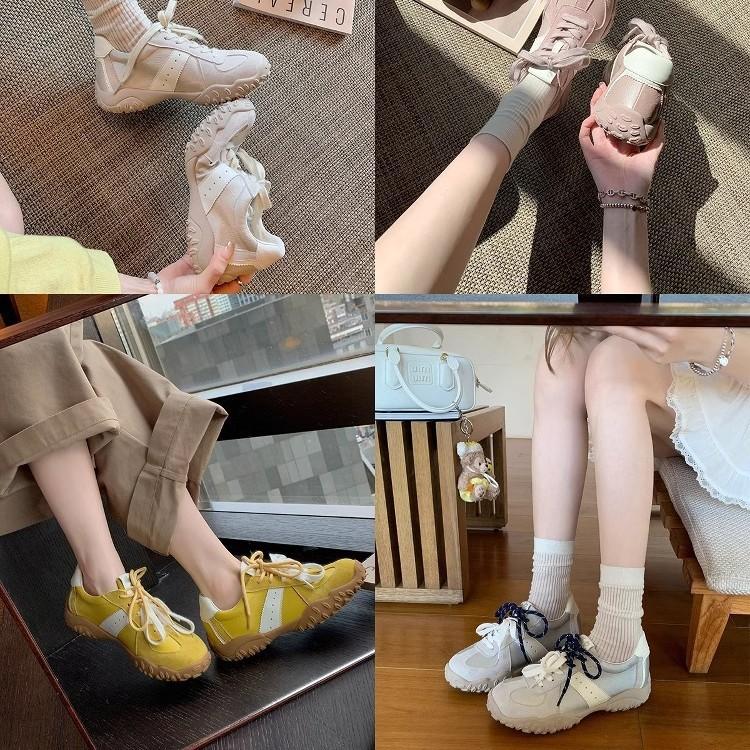 Grape mother studiolee 7cm inner height increase~ round head lace-up sports dad shoes platform casual German training board shoes