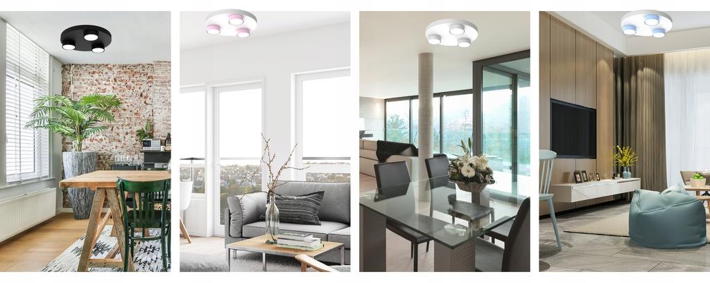Lampa 3 punktowa sufitowa led plafon koło pastele