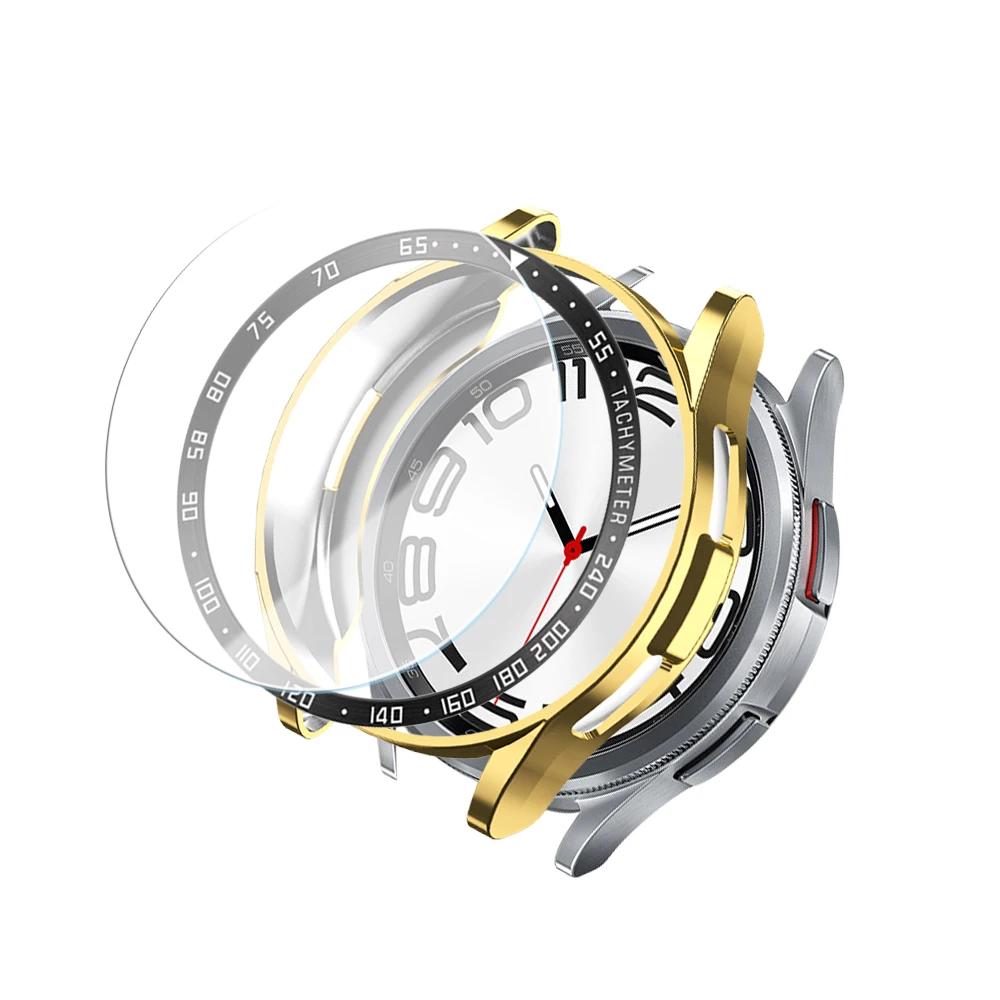 Tempered Glass+Bezel+Case for Samsung Watch 6 Classic 43mm 47mm Cover TPU Bumper All-Around Protector Clear Scratch Screen Shell