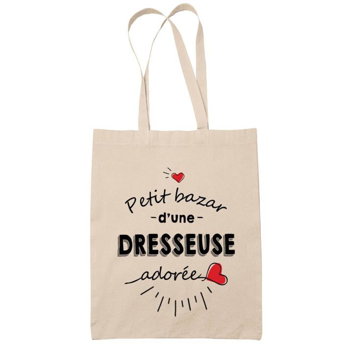 Tote bag - PLANETEE - Dresseuse adorée femme - Coton imprimé en France - Beige - Anses solides