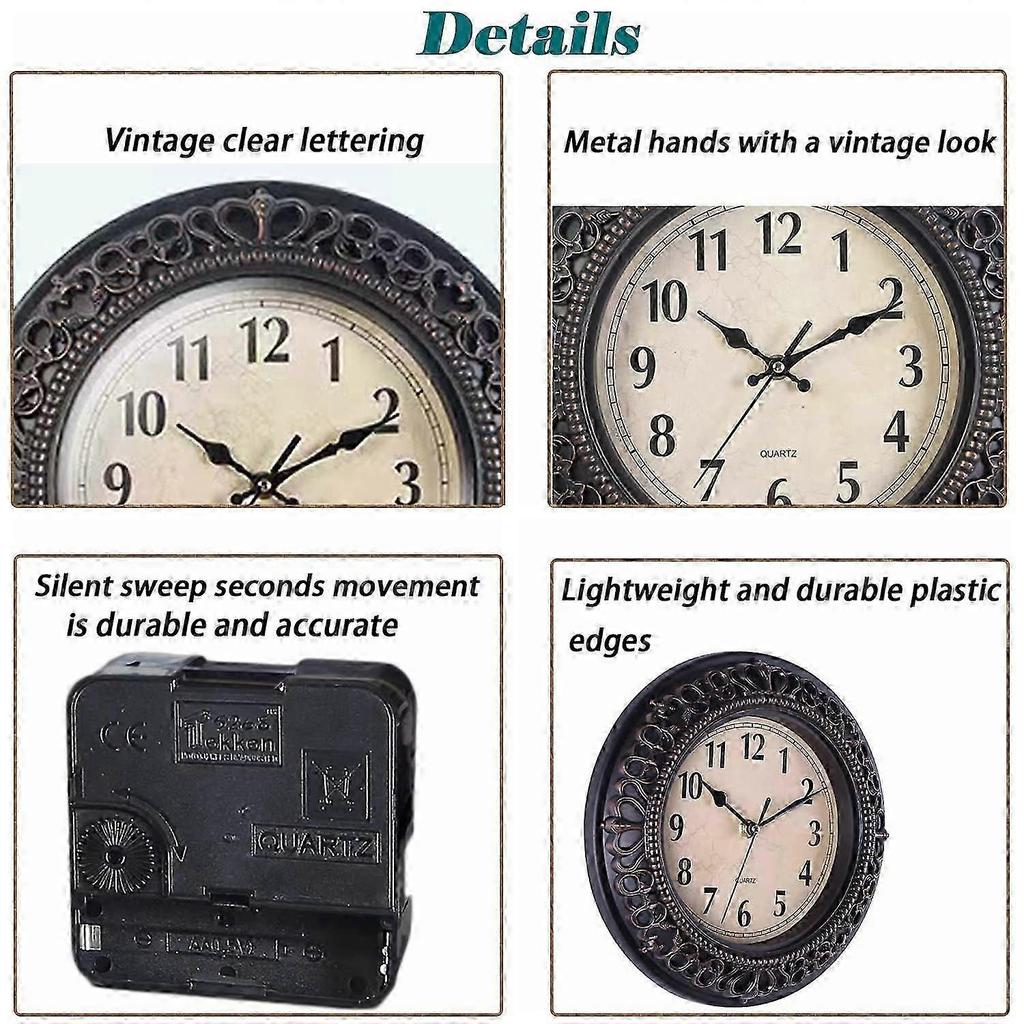 Wall Clocks Vintage Wall Clock Wall Clock Without Ticking Noises, Silent Wall Clock, 12 Inch Round Wall Clock For Wall Decoration Bedroom Room