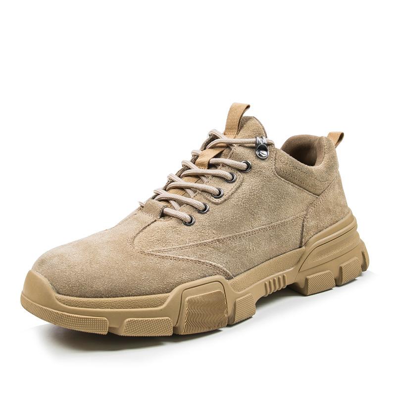 Labor Protection Shoes Men's Kevlar Bottomed Anti Smash and Anti Puncture Safety Shoes Reverse Suede Cowhide Work Protection Shoes