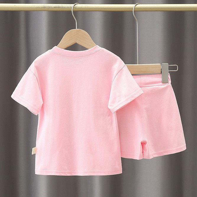 Girls' Set Summer Clothes Baby Two-piece Set Casual Cartoon Short Sleeved Children's Sportswear Trendy