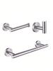 3-Pieces Bathroom Hardware Set SUS304 Stainless Steel Wall Mounted - Includes 12" Hand Towel Bar, Toilet Paper Holder, Robe Hook