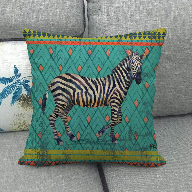 Nordic Vintage Animal Patterns Digital Printing Short Plush Pillow Covers For Car Sofa Office Cushion Cover Home Goods