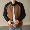 Men's Korean Style Color Block Fleece Hoodie Jacket - Thickened Spring/Autumn