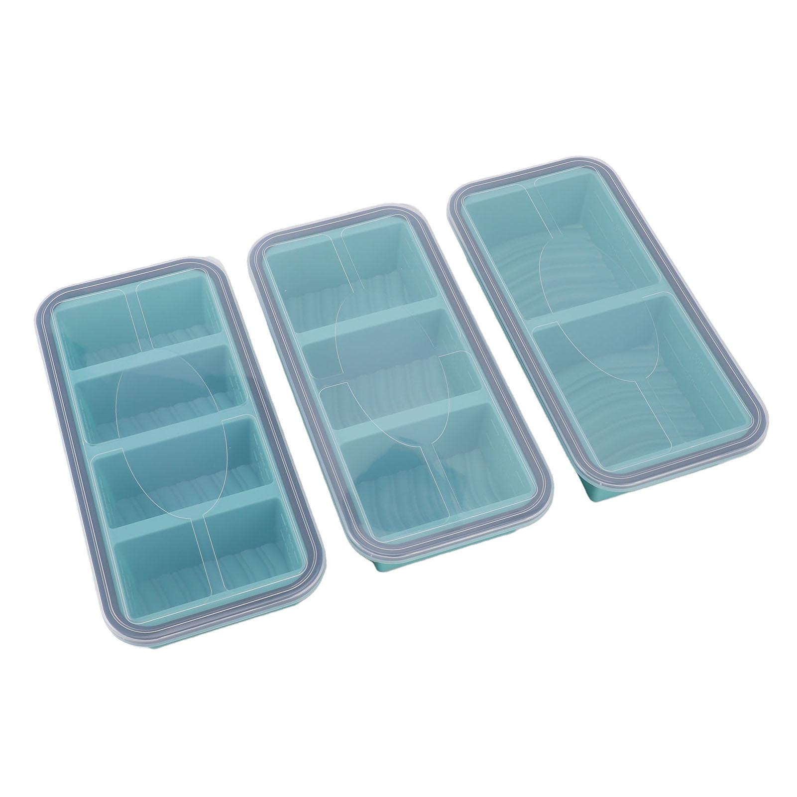 3PCS Silicone   Mold with Lids Divided Soup     Tray for Fridge Food Storage Organization