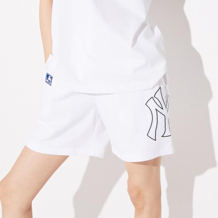 New MLB Base Logo Casual Shorts Unisex White 3ASPB0223-50WHS