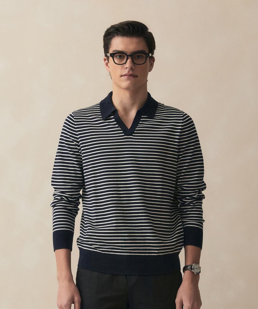 BROOKS BROTHERS Mariner Buttonless Polo Sweater (Navy) (Bbwtmm8896Qfs)