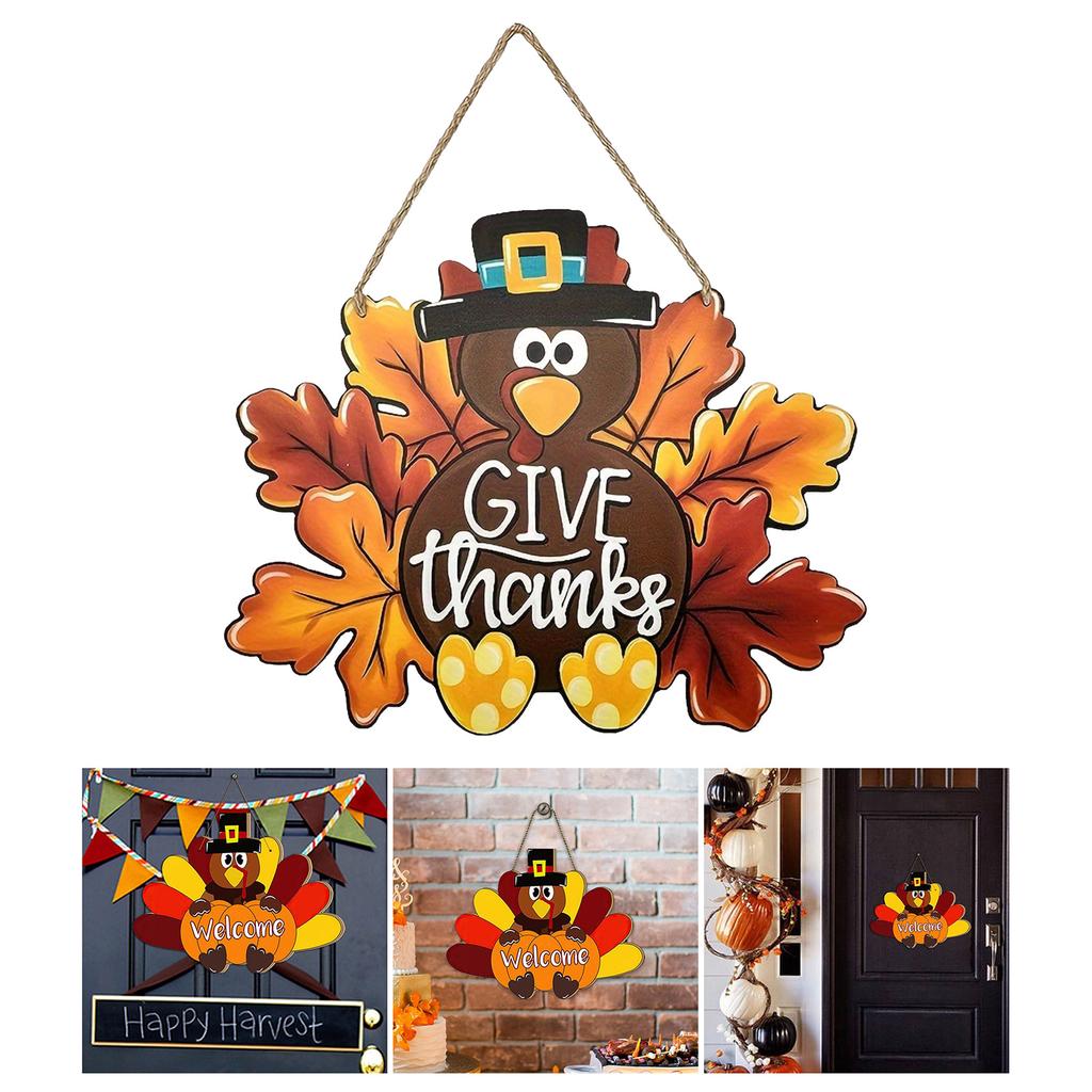 Türhänger mit Lanyard Handgefertigt Thanksgiving Truthahn Schild Wandbehang Anhänger Innen Außen Saisonale Dekoration