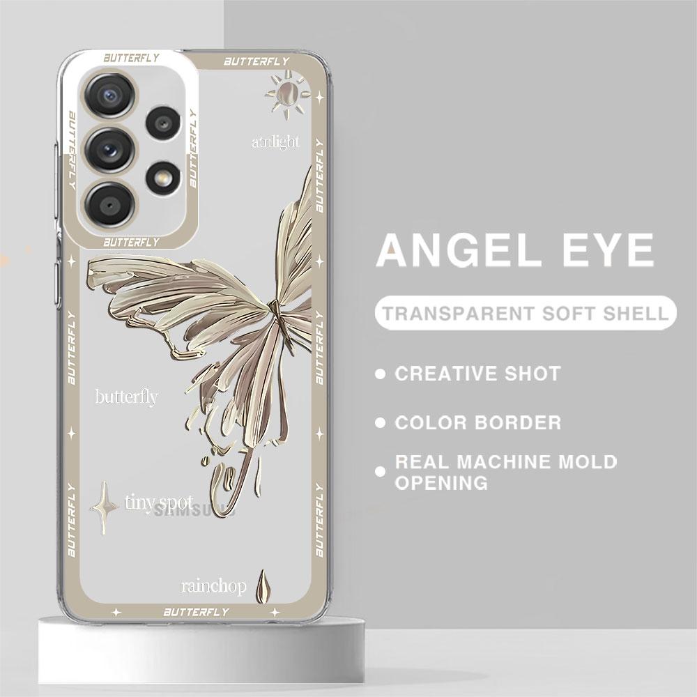 Cases Case for Samsung Galaxy A34 A54 A14 4G A25 A33 A23 A13 A15 A24 A73 5G Cover Beautiful Butterfly Art Transparent Soft