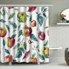 Colorful Fruit Print Shower Curtain Rustic Red Green Yellow Pattern Waterproof Bathroom Decor 72X78In (6 Pack Rings)