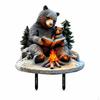 Creative Black Bear Reading by Fire Garden Stake Decoration