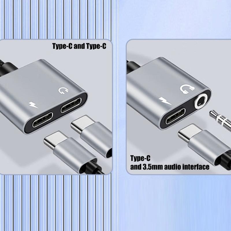 Travel 2 in 1 Type C to 3.5mm Charging Converter Adapter Cable Wire HiFi Sound Transmission For Digital Gadget