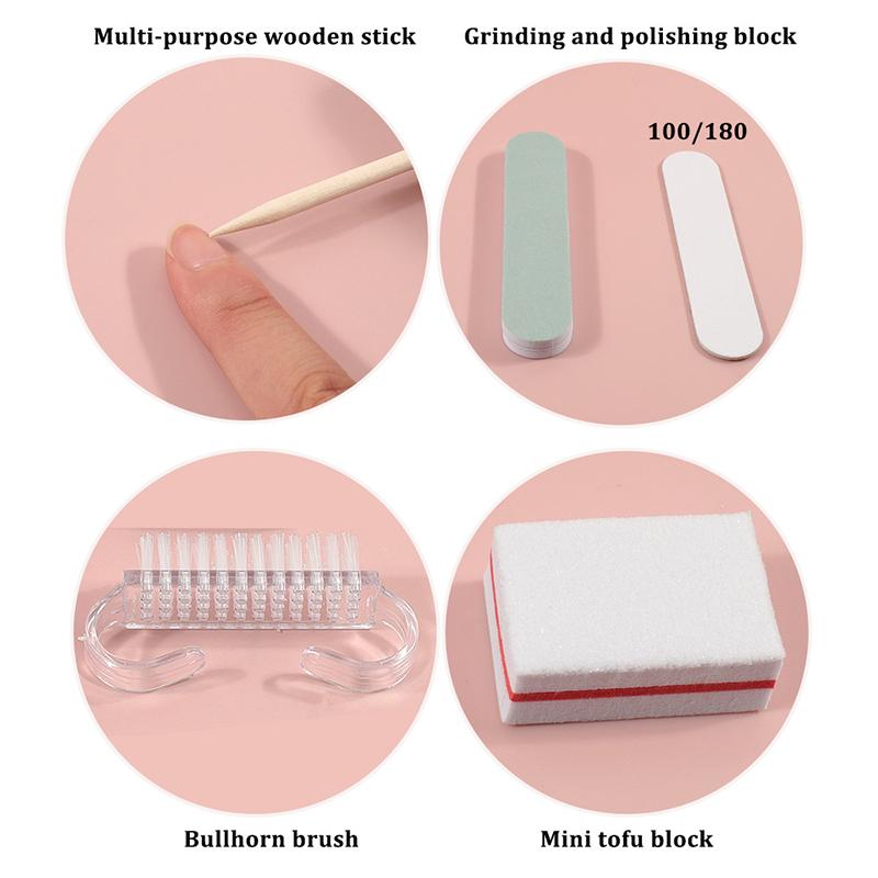 Kit d'Art pour Ongles Avec Lime à Ongles Tampon Bloc de Ponçage Polissage Brosse à Poussière Manucure & Ensemble Éponge Pour Ongles Professionnels & Maison