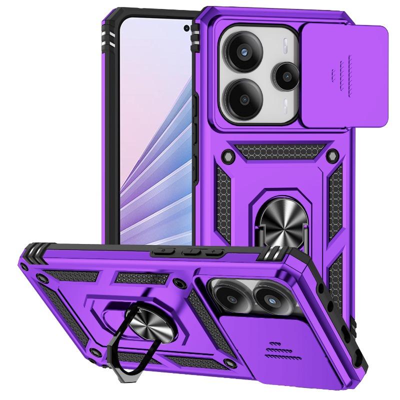 Suitable for Xiaomi Redmi Note 10 11 13 14 Pro Phone Case Car Magnetic Ring Bracket Sliding Camera Lens Armor Shockproof Case
