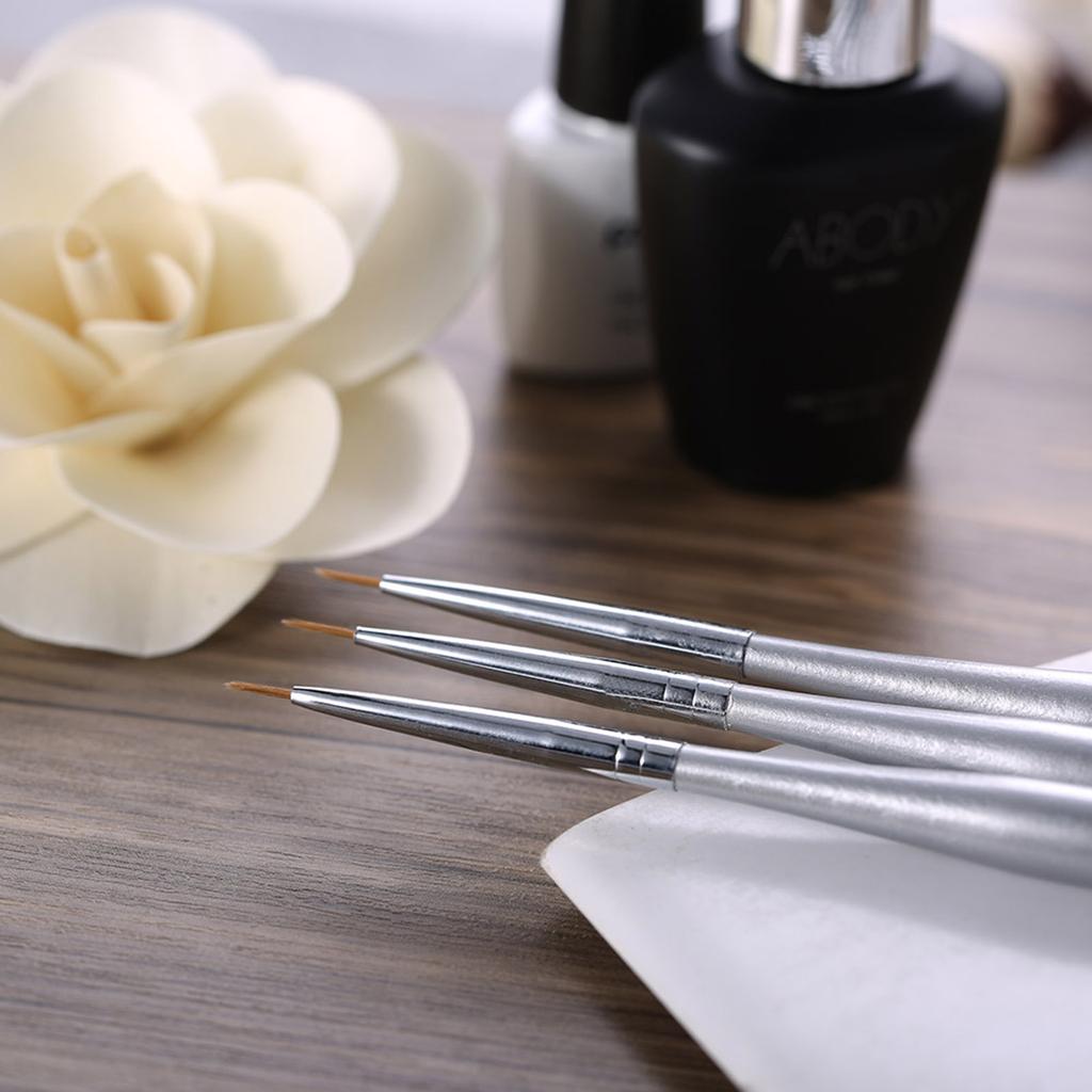 3pcs Set Professional Acrylic Nail Art Brush Set Nal Art Painting Brushes for UV Gel Builder Nail Drawing Line