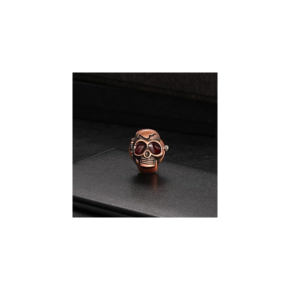 Lancardo Skull Ring Watch Red Analog Free Size Accessory for Men and Women