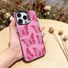 Pink Butterfly Pattern Phone Case For iPhone 17,16,15,14,13,12,11 Plus,Pro Max,XS,Colorful Silver Phone case Funda Cover