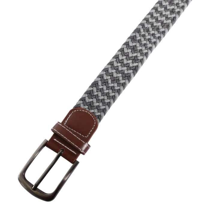 Ceinture textile - 100 cm - Polyester - Gris/Marron - Largeur 3,2 cm