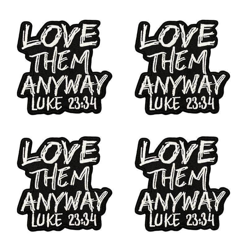 10pcs /Lots Letter Slogan Embroidered Patch Black Iron On Patches For Clothing Thermoadhesive Patches Jackets Hats Backpack Diy