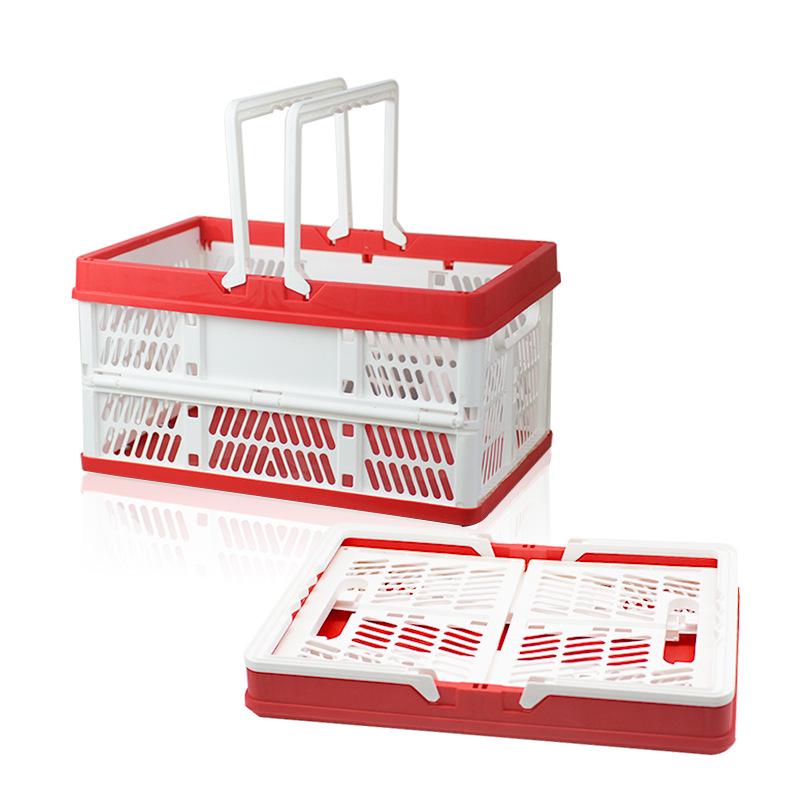 Foldable Plastic Shopping & Storage Basket for Market, Picnic, & Home