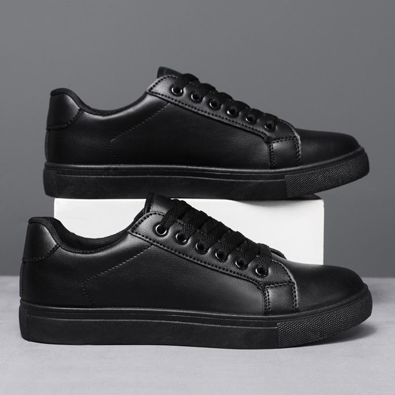 Large Size Men's Shoes 44 White Shoes Men's Pure White Casual Sports Shoes New Board Shoes Leather Surface