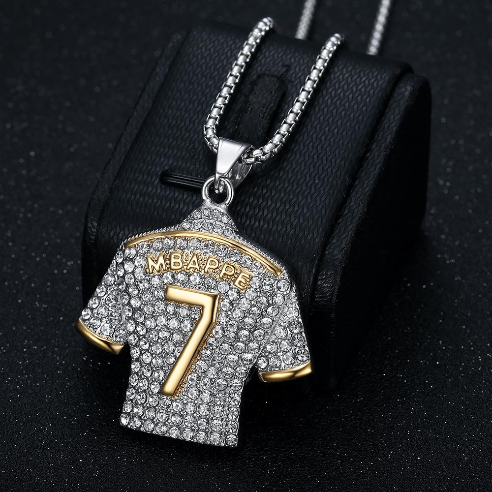 

Новая Мода и Креатив Взрывной Хип-хоп Усыпанный Бриллиантами Звезда Футбола №7 Кулон Ожерелье 60CM