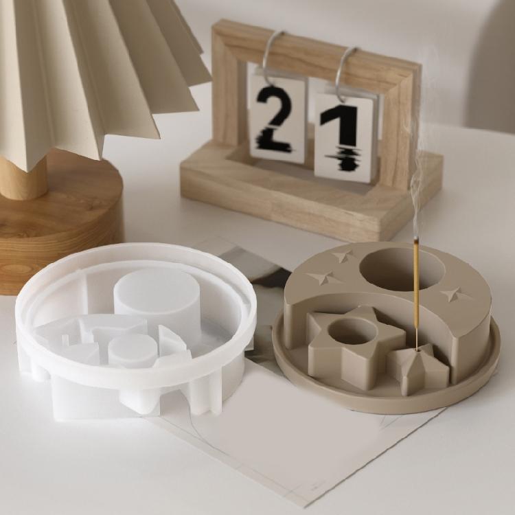 Stabile Silikonform-Zubehör für Stern- und Mond-Kerzenhalter sowie Räucherständer Wiederverwendbar für die Heimdekoration