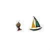 Iron Sailboat Figurine Statue Table Clock Art Craft Ornament for Office Shelf Fireplace Bedroom