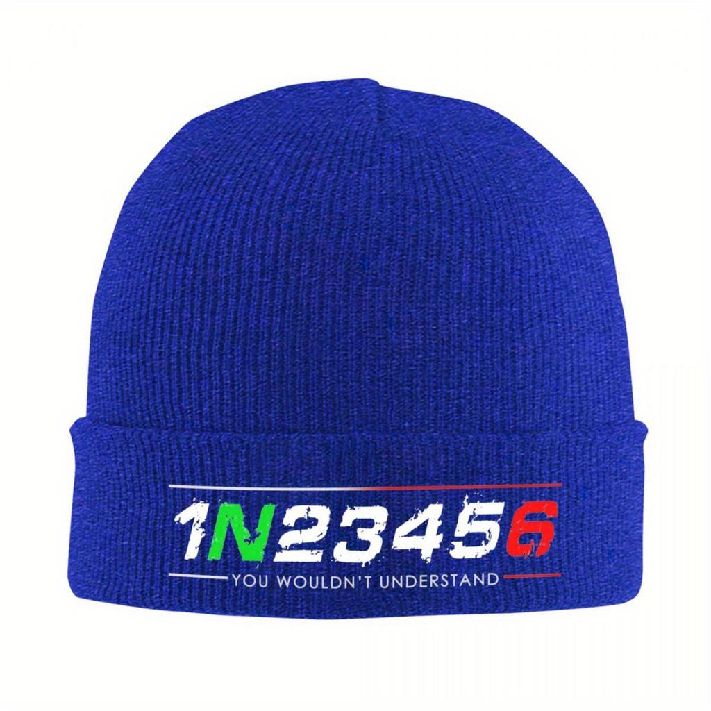 1N23456 Motorcycle Knitted Hat Beanies Autumn Winter Hats Warm New Cap for Unisex Women