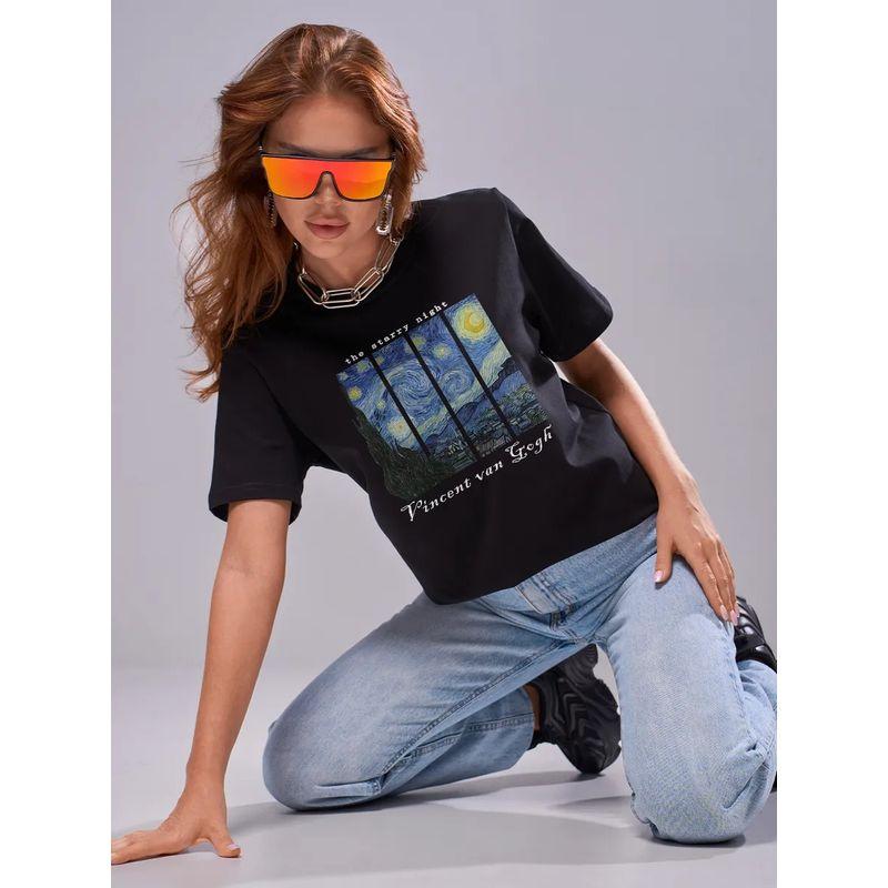 Western Style Fashion Casual Loose Print Short Sleeve Cotton T-shirt Top Loose Printed T-shirt Top