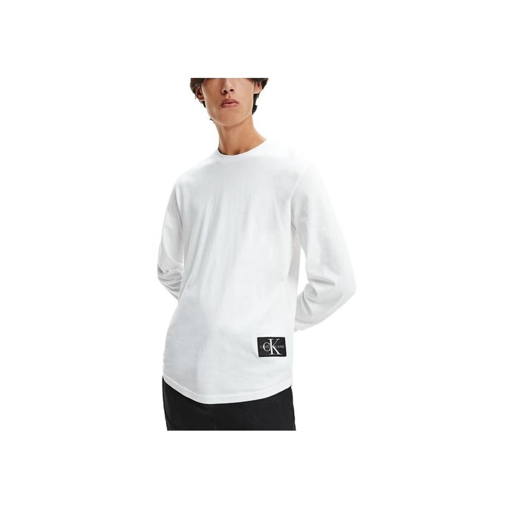 Calvin Klein Solid Color Letter Logo Print Crew Neck Long Sleeve T-Shirt Men Tops White J30J319312-YAF