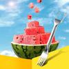 2 in 1 Tragbarer Wassermelonengabel-Schneider Mehrzweck-Wassermelonenschneider Messer Edelstahl Küche Obstschneidegabel