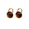 Vintage Maillard Imitation Tiger'S Eye Stone Smudge Round Personalized Simple Earrings Light Luxury High-End Ear Buckles Fashion Earrings