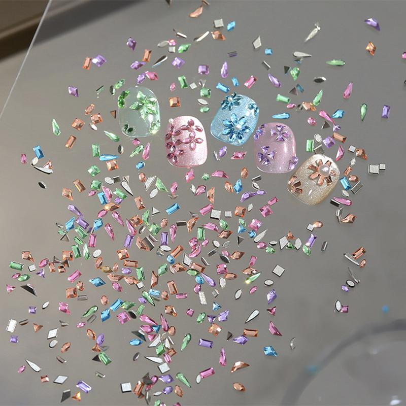 50Pcs Nail Mini Glass Charming Sparkling   Collection Mixed Color Luxury Manicure Decorations Accessories