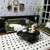 Pretend Play Dollhouse Black Plaid Carpet 1/12 Scale Black Plaid Floor Mat  OB11 BJD