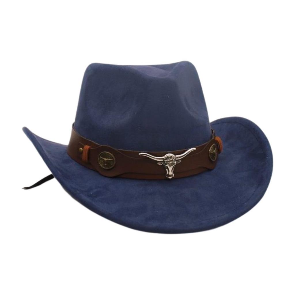 Ethnic Style Western Cowboy Hat Stage Jazz Hat Brown Ox Head Suede Top Hat