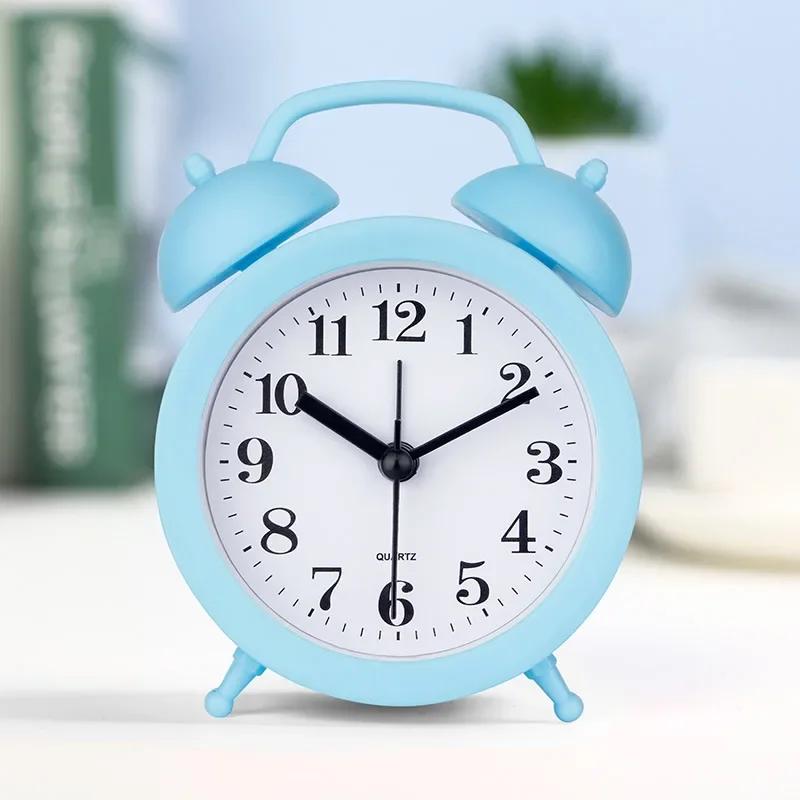 Retro Bell Alarm Clock Desk Table Analog Clock Silent with Night Light for Home Office Mini Travel Alarm Clock