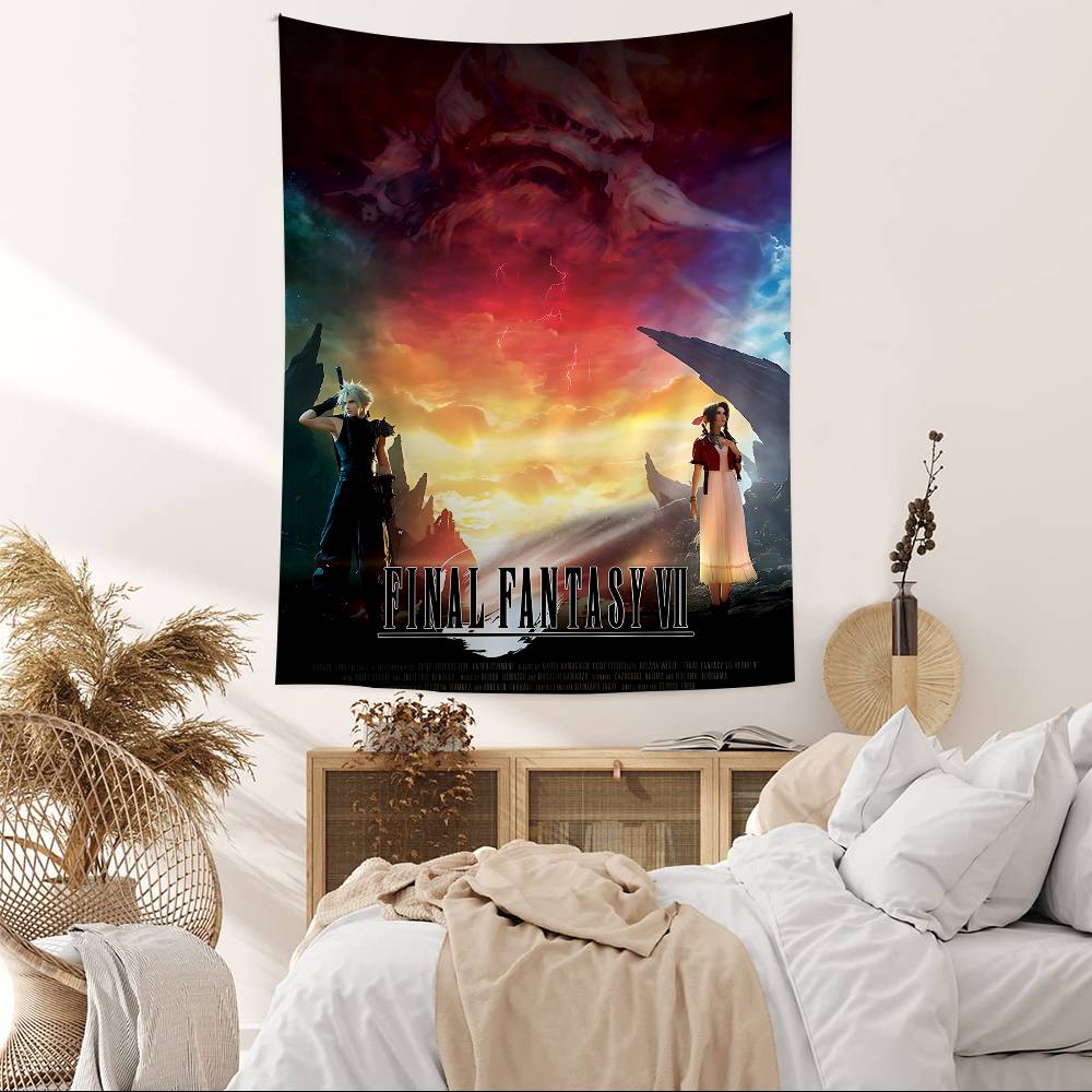 Final Fantasy Series Gaming Anime Tapestry Hippie Flower Wall Carpets Dorm Decor Wall Hanging Home Decor