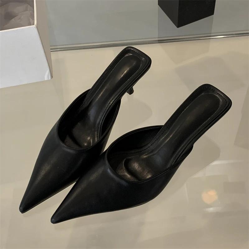 Eilyken Elegant Leopard Print Women Slipper Spring Pointed Toe Thin Low Heel Sandal Ladies Mules Shoes Zapatos Mujer