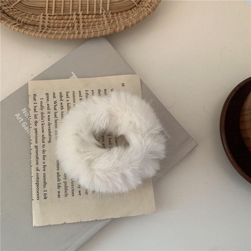 

Fluffy Hair Tie & Headband: Elegant, Warm, Soft Japanese Korean Style for Autumn & Winter белый