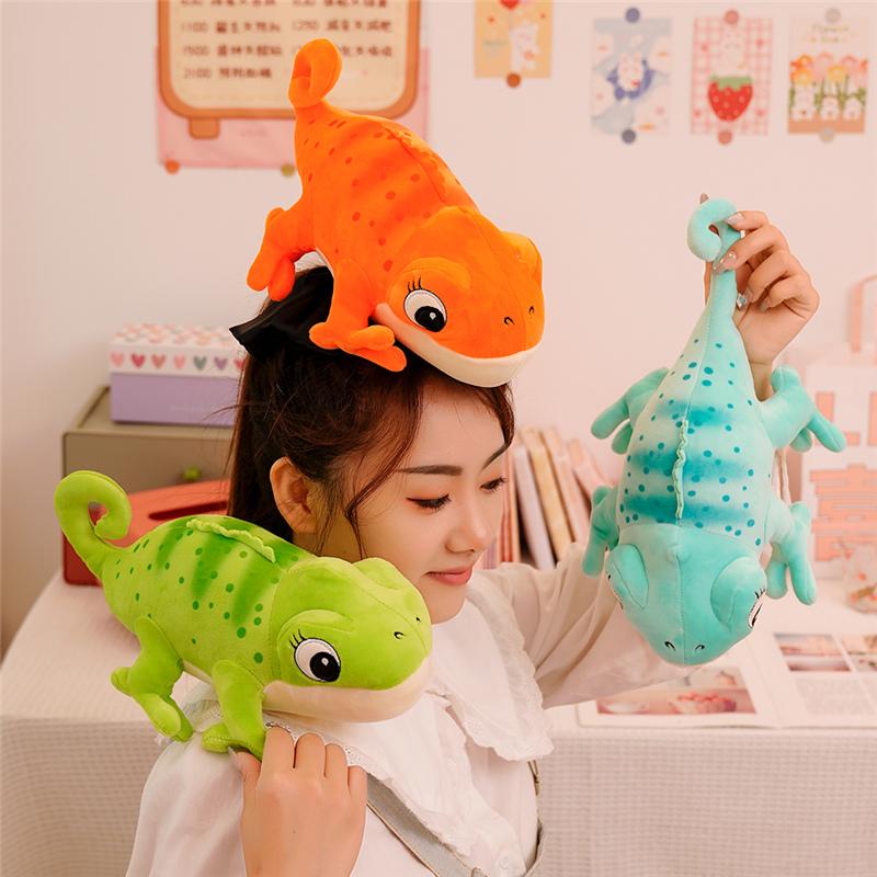 Creative 30cm Cartoon Real Like Lizard  Chameleon Plush Toys Candy Color Simulation Animal Reptile Stuffed Pillow Xmas Gifts