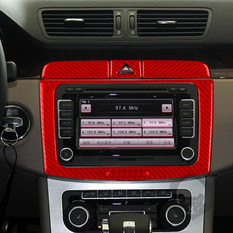 For Volkswagen Passat B6 2006-2011 Carbon Fiber Radio Navigation Panel Trim Cover Interior Decoration Car Accessories Sticker