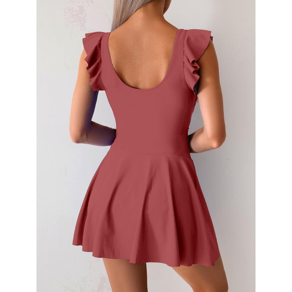 2025 New One-piece Swimsuit Women's Hot Spring European and American Sports Skirt Conservative Large Size Swimsuit